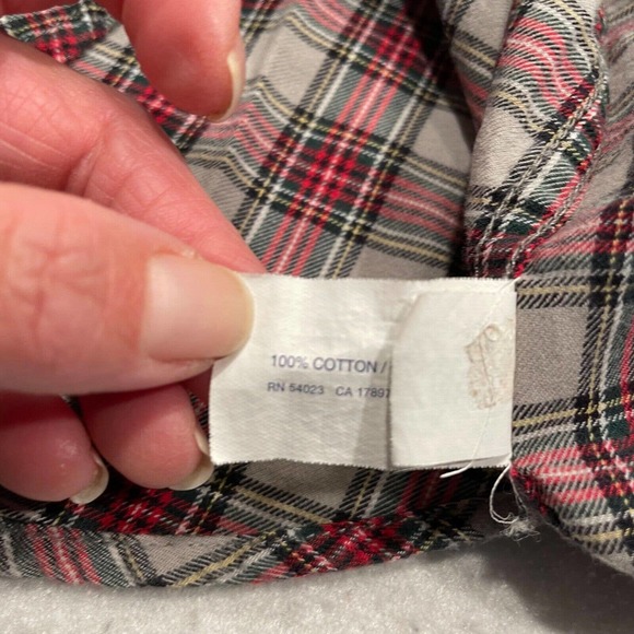 Gap Kids Size XXL Boys Flannel Button Up Shirt Red Gray Plaid Long Sleeve - Picture 6 of 11